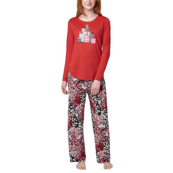 Hue Women's Timeless Soft Jersey Packaged Pajama Set, Red, Size M 0142 - Picture 1 of 4